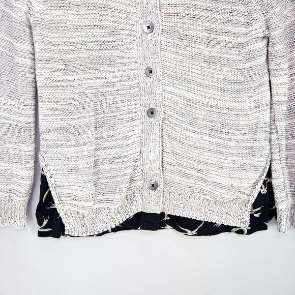 Anthropologie Field Flower Cardigan Sweater Size Large Button UP Double Hem Gray - Picture 5 of 13